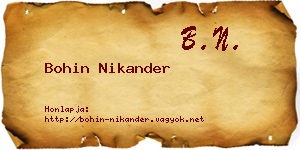 Bohin Nikander névjegykártya